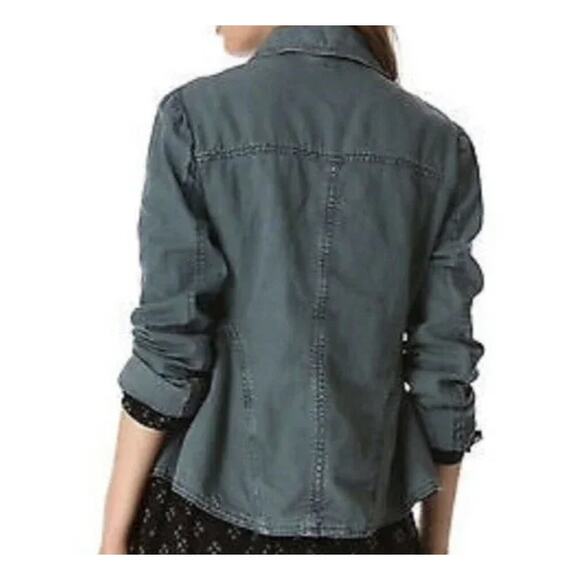 Free People Linen Cotton Blend Moto Lightweight Jacket S - Picture 2 of 9